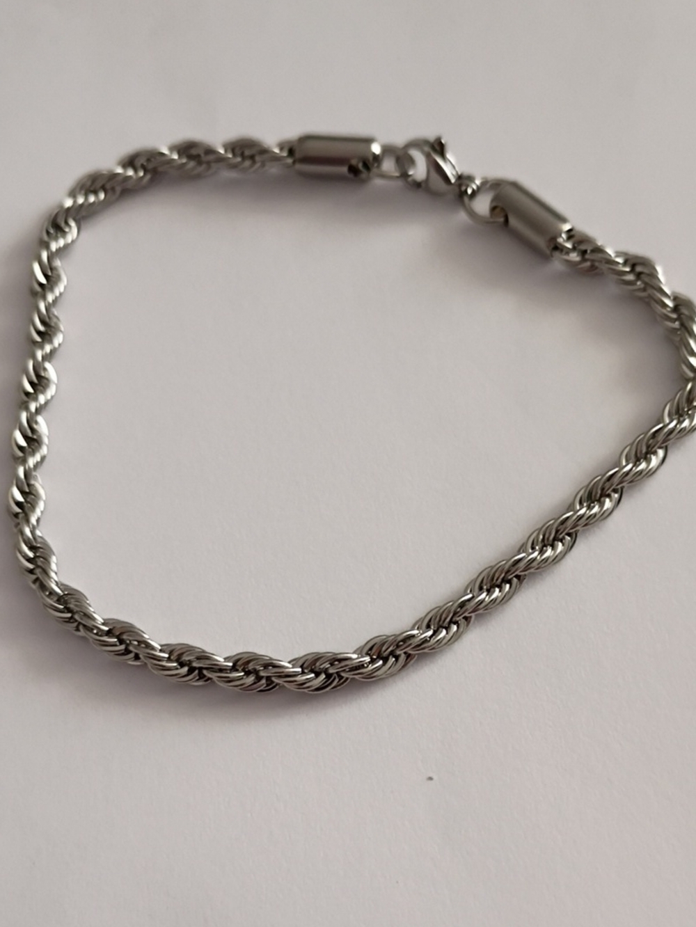 Men's Silver Rope Chain Bracelet - Classic Stainless Steel